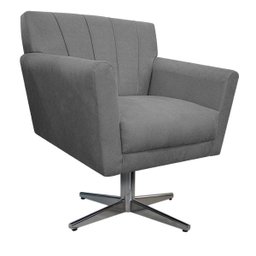 Poltrona Laura Base Giratória de Metal Suede Cinza - Doce Sonho Móveis - 1