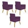 kit 03 Poltronas Fernanda Palito Mel Suede Roxo - Doce Sonho Móveis - 1