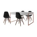 Ver imagem 6 de Mesa Jantar Industrial Retangular Filadélfia Branca 137x90cm Base Cobre com 4 Cadeiras Pretas