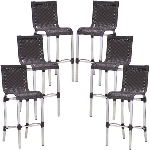 Conjunto de 6 Banquetas Jl em Alumínio para Balcão, Cozinha, Edícula - Tabaco