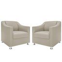 Ver imagem 1 de Kit 2 Poltronas Killa para Recepção Consultório Barbearia Bege