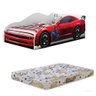 Cama Carro Infantil + Colchão Homem Aranha Vermelho 100% MDF J&A Móveis - 1