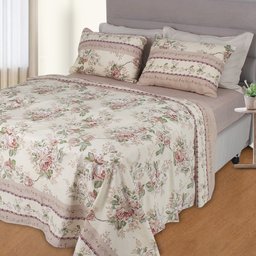 Jogo de Cama Lençol 4 Peças Queen com Elástico Estampado 158x198x30cm Bf Colchões - 1