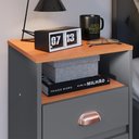 Ver imagem 4 de Kit 2 Mesas de Cabeceira Nicho Gavetas Mesinhas Pequenas Canto Cama Quarto Retrô - Cinza/Cinamomo