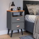Ver imagem 2 de Kit 2 Mesas de Cabeceira Nicho Gavetas Mesinhas Pequenas Canto Cama Quarto Retrô - Cinza/Cinamomo