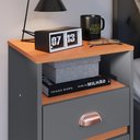 Ver imagem 5 de Kit 2 Mesas de Cabeceira Nicho Gavetas Mesinhas Pequenas Canto Cama Quarto Retrô - Cinza/Cinamomo