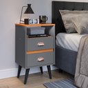 Ver imagem 3 de Kit 2 Mesas de Cabeceira Nicho Gavetas Mesinhas Pequenas Canto Cama Quarto Retrô - Cinza/Cinamomo