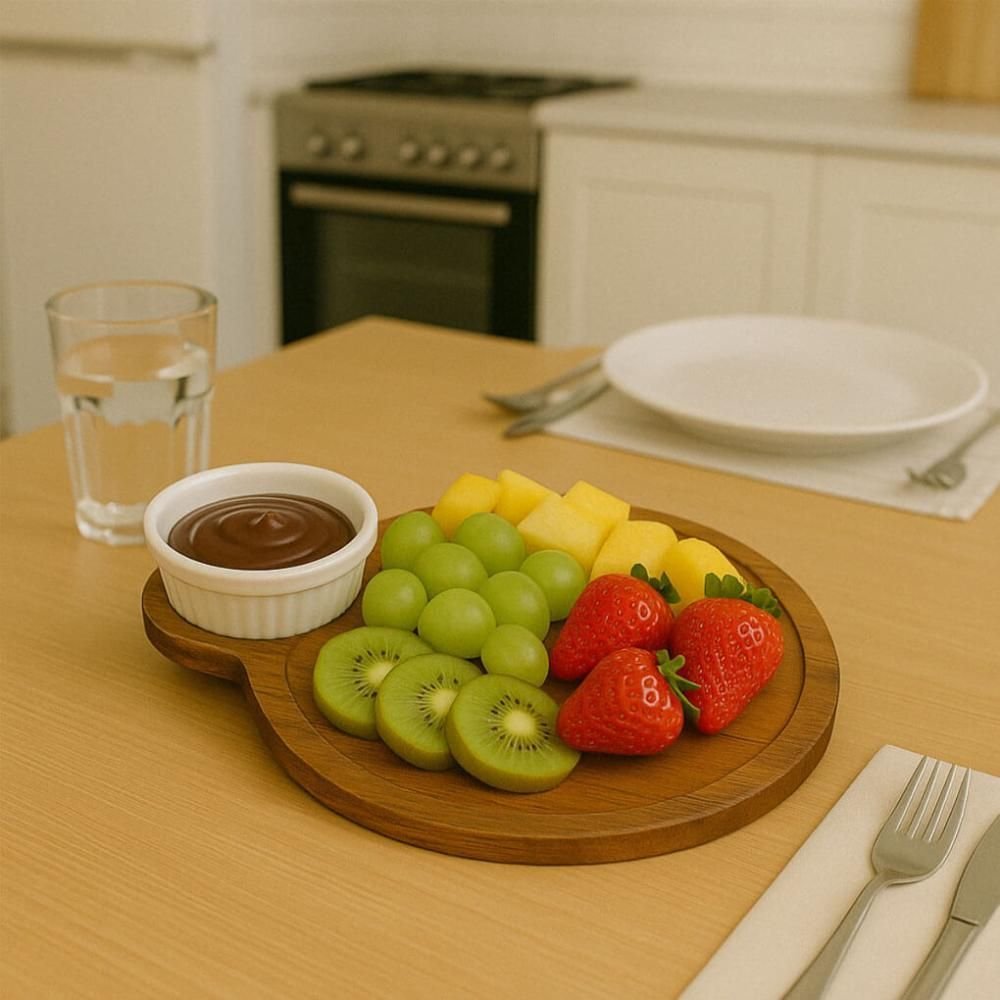 Kit 40 Tábuas 23cm Servir com Ramekin 30ml Teca Petisqueira Zanline Restaurante Bar Churrascaria - 2