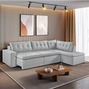 Ver imagem 2 de Sofá Retratil com Chaise Direita Titan 6 Lugares 3,16m Tecido Linho