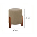 Ver imagem 4 de Puff Redondo Luxo Pés em Madeira Luna Linho Bege