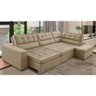 Sofá de Canto Retrátil e Reclinável com Molas LD 3,40x2,00m Viviane Suede Bege Madelina Decor - 1