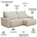 Ver imagem 3 de Sofá 4 Lugares Retrátil Reclinável para Sala de Estar 280cm Odilon F04 Linho Creme - Lyam Decor