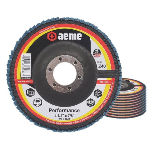 Disco Flap Aeme Performance Fibra Angular Zircônio 4.1/2" (115mm) 10 Unidades