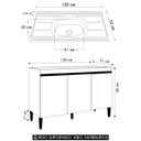 Ver imagem 5 de Balcão de Cozinha com Pia Inox 120cm Manu Amêndoa/branco - Ajl Móveis