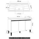 Ver imagem 5 de Balcão de Cozinha com Pia Inox 120cm Manu Amêndoa/branco - Ajl Móveis