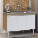 Ver imagem 3 de Balcão de Cozinha com Pia Inox 120cm Manu Amêndoa/branco - Ajl Móveis