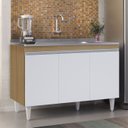 Ver imagem 1 de Balcão de Cozinha com Pia Inox 120cm Manu Amêndoa/branco - Ajl Móveis