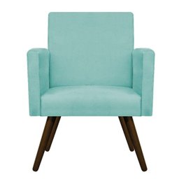 Kit Namoradeira e 02 Poltronas Beatriz Palito Tabaco Suede Azul Tiffany - Doce Sonho Móveis - 6