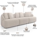 Ver imagem 3 de Sofá 3 Lugares para Sala de Estar Living 228cm Arlo F04 Bouclê Bege - Lyam Decor