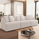 Ver imagem 1 de Sofá 3 Lugares para Sala de Estar Living 228cm Arlo F04 Bouclê Bege - Lyam Decor