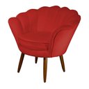 Ver imagem 1 de Poltrona Decorativa Pétala Couro Vermelho Pés Madeira Ms Decor