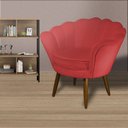Ver imagem 6 de Poltrona Decorativa Pétala Couro Vermelho Pés Madeira Ms Decor