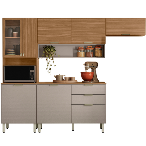 Cozinha Modulada Compacta com 8 Portas e 2 Gavetas Olga Amendôla/Nude
