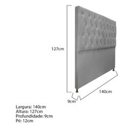 Cabeceira Sofia 140 cm Casal Suede Cinza - Doce Sonho Móveis - 3