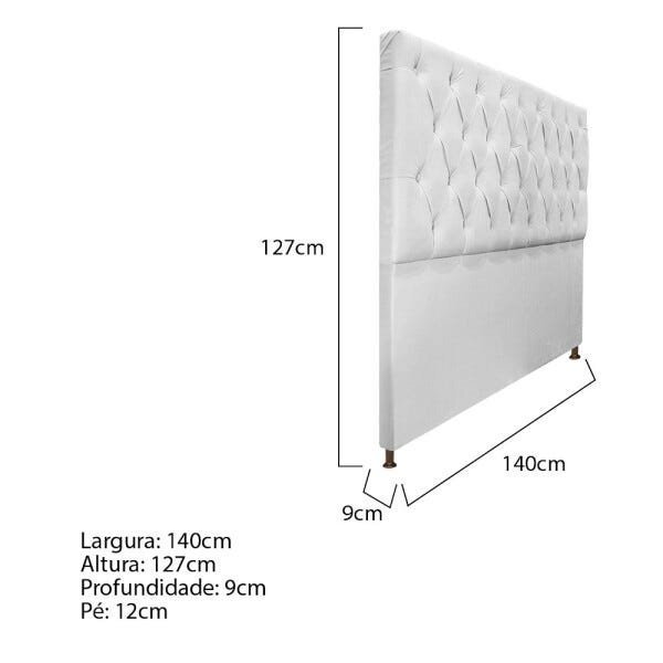 Cabeceira Sofia 140 cm Casal Suede Branco - Doce Sonho Móveis - 3