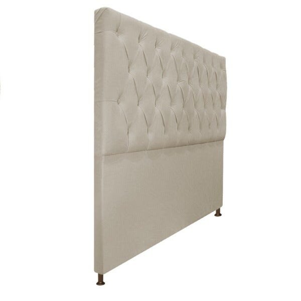 Cabeceira Sofia 140 cm Casal Suede Bege - Doce Sonho Móveis - 2