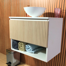 Gabinete para Banheiro de Madeira 60cm Suspenso - 3