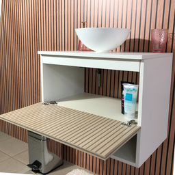 Gabinete para Banheiro de Madeira 60cm Suspenso - 4