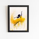 Ver imagem 1 de Mulher Vestido Amarelo Arte Quadro Moldura Preta 60x40cm