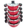 Jogo Panelas Alumínio Fundido 5mm Vermelho Tampa de Vidro 5 Peças - 1