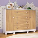 Ver imagem 1 de Cômoda Infantil 125cm 2 Portas e 4 Gavetas Allegra Multimóveis Mp4445 Branco/madeirado