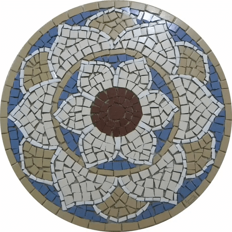 Mandala Indiana Piso Mosaico Lótus Iii Cerâmico 60cm