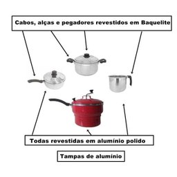 Kit Jogo De Panelas Não Inox Quatro Peças - 4