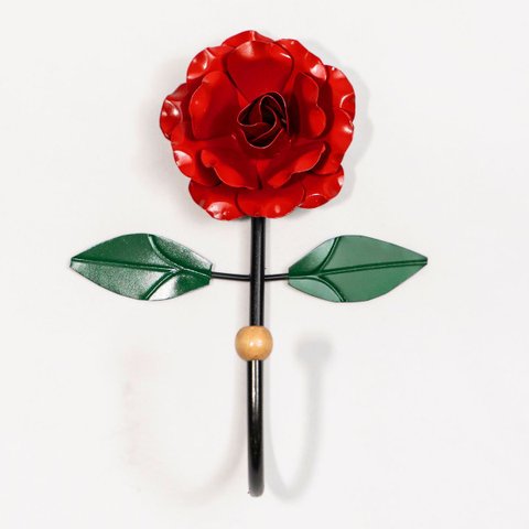 Cabideiro de Parede Cabide para Toalha 1 Gancho Flor Vermelha