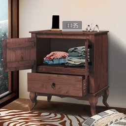 Cômoda Rústica Pequena Madeira Maciça Pés Luis XV Marrom Shop JM - 1