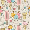 Ver imagem 1 de Papel de Parede Kit 4un Temático Tipos de Sorvete -2,00m