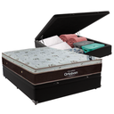 Ver imagem 1 de Cama Box Baú Casal Preto e Colchão Sleep King Molas Ensacadas Ortobom