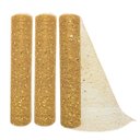 Ver imagem 1 de Kit 2 Telas Decorativa Fita Natal Malha Dourado Lantejoulas Brilho Luxo 24cm x 5 Metros – Magizi
