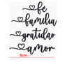 15 Kit Aplique Mdf De Parede 8cm - Preto - Amor, Familia, Fé e Gratidão - 1