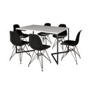 Ver imagem 6 de Mesa Industrial Jantar Retangular 137x90cm Branca Base V com 6 Cadeiras Eames Eiffel Pretas Ferro Pr