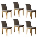 Ver imagem 1 de Kit 6 Cadeiras para Sala de Jantar Pés Madeira Maciça Bella Cinza/Cinamomo/Linho Prata