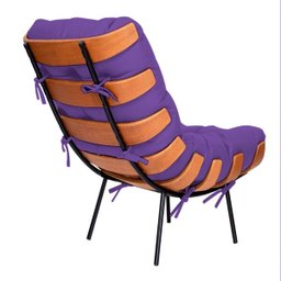 Poltrona com Puff Costela Base Fixa Corano Roxo - 4