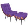 Poltrona com Puff Costela Base Fixa Corano Roxo - 1