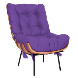 Poltrona com Puff Costela Base Fixa Corano Roxo - 2