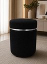 Ver imagem 1 de Puff com Cinta Superior Prata, Cor Preto Boucle - Let Móveis