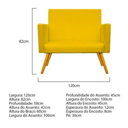 Kit Namoradeira e Poltrona Beatriz Base Giratória de Metal Corano Amarelo - Doce Sonho Móveis - 6